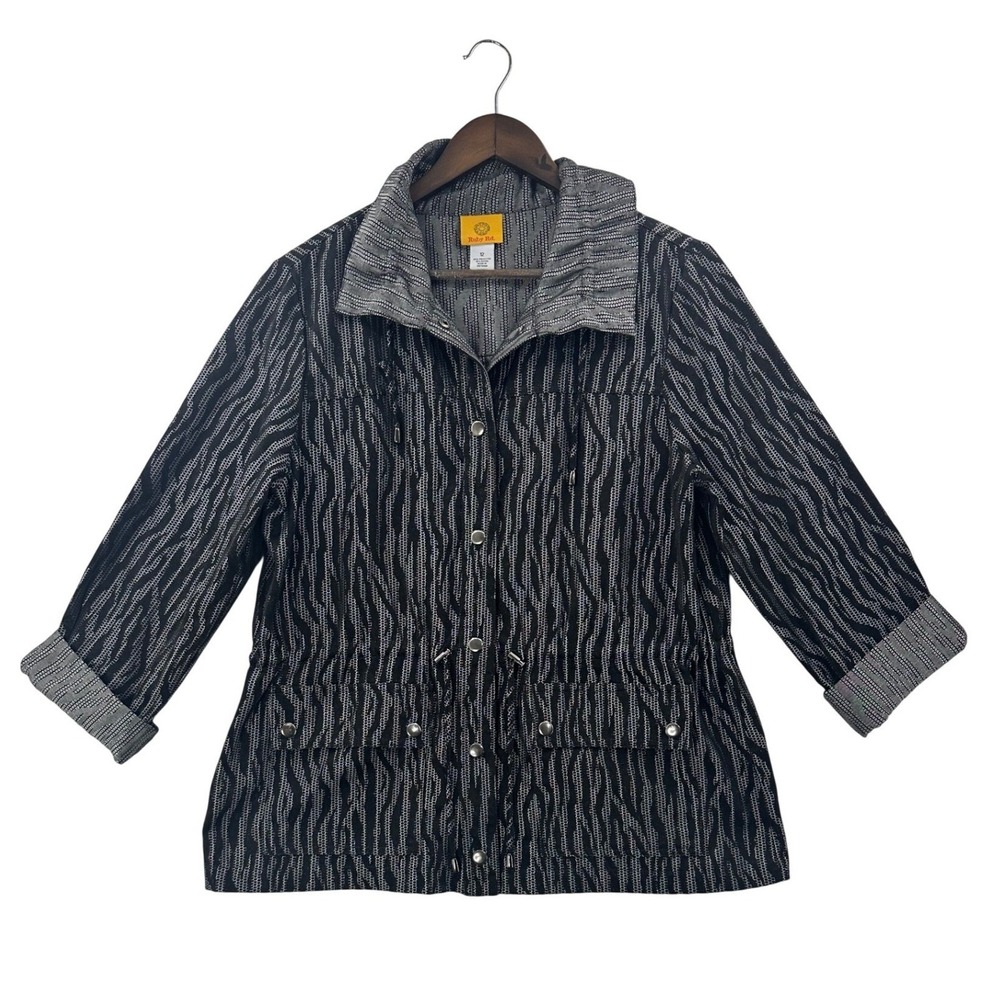 Ruby Rd Black White Abstract Print Drawstring Wai… - image 1